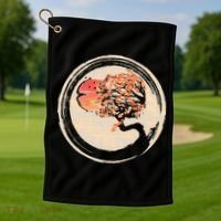 Bonsai Tree in Enso Circle Japanese Zen Golf Towel thumb 1