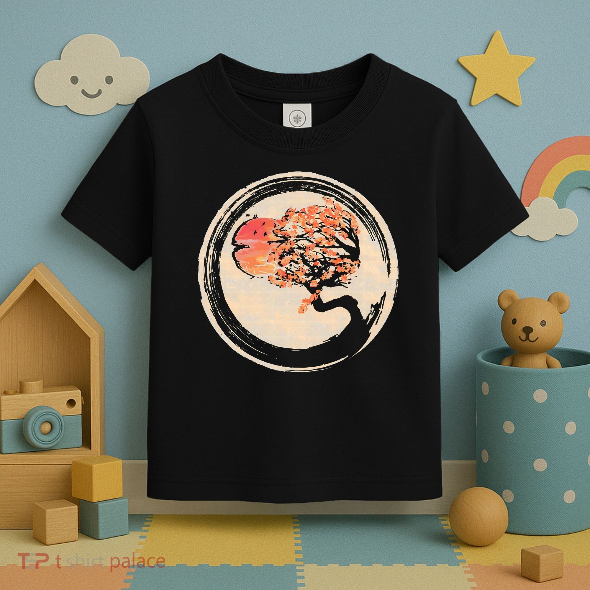 Bonsai Tree in Enso Circle Japanese Zen Toddler T-Shirt