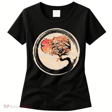 Bonsai Tree in Enso Circle Japanese Zen Women's T-Shirt