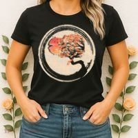 Bonsai Tree in Enso Circle Japanese Zen Women's T-Shirt thumb 2
