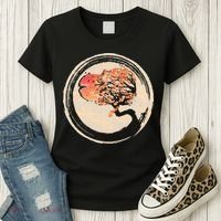 Bonsai Tree in Enso Circle Japanese Zen Women's T-Shirt thumb 3