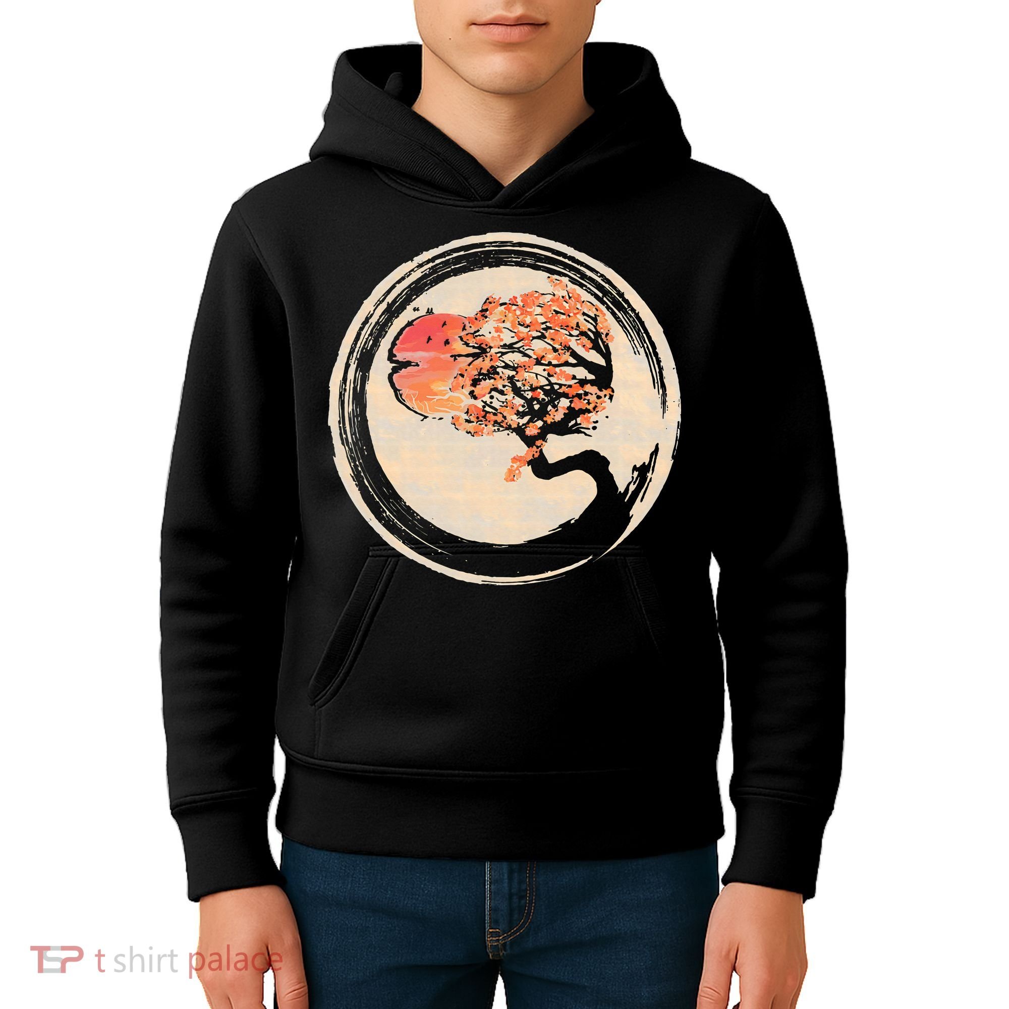 Bonsai Tree in Enso Circle Japanese Zen Kids Hoodie