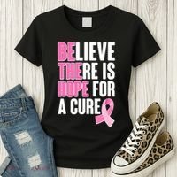 Believe There Is Hope For A Cure Be The Hope Breast Cancer Awareness Women's T-Shirt thumb 3