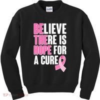 Believe There Is Hope For A Cure Be The Hope Breast Cancer Awareness Kids Sweatshirt thumb 0