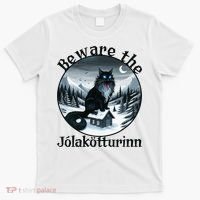 Beware The Jolakotturinn Yule Cat Icelandic Christmas Norse T-Shirt thumb 0