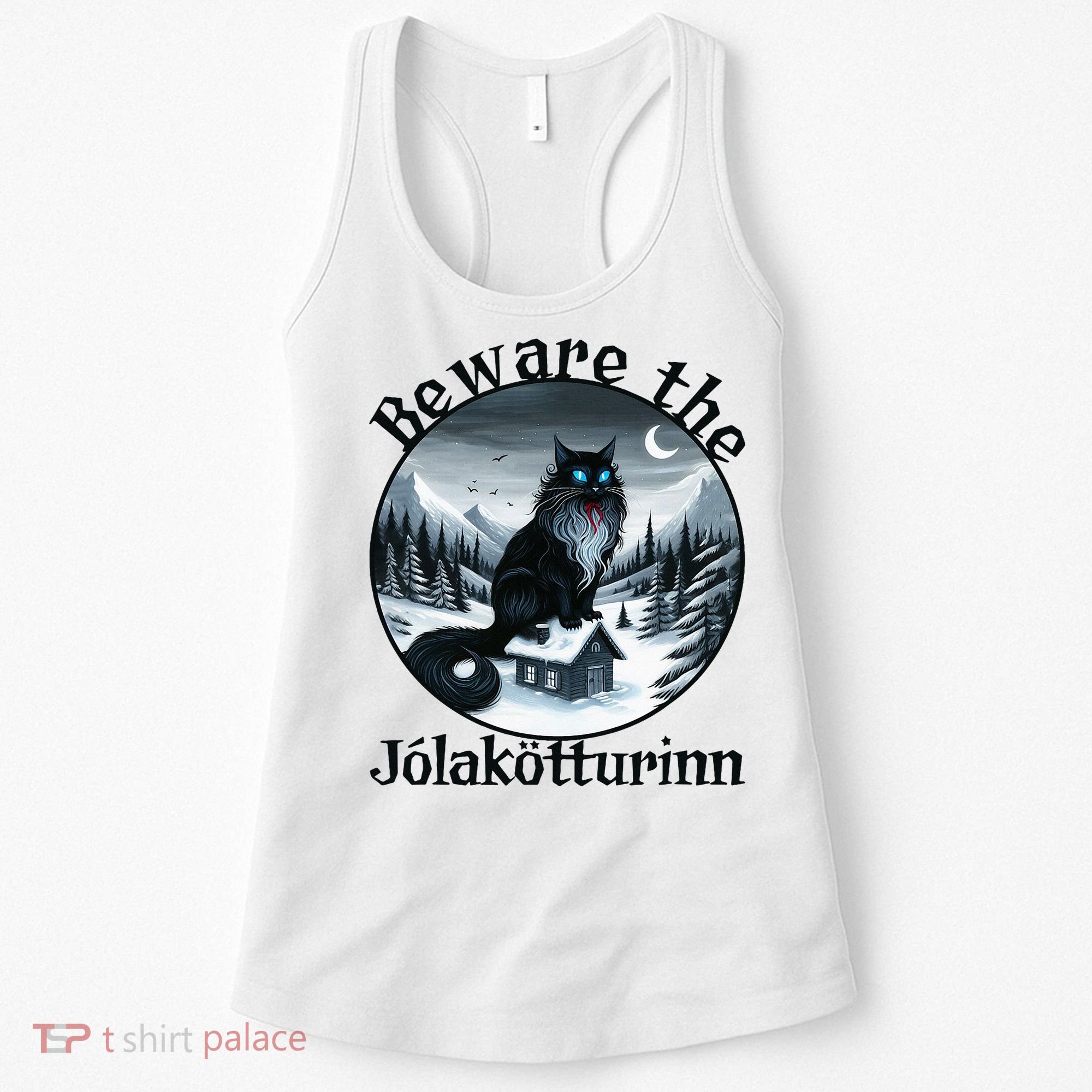 Beware The Jolakotturinn Yule Cat Icelandic Christmas Norse Women's Tank Top