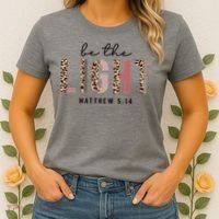 Be The Light Matthew Christian Faith Bible Verse Leopard Women's T-Shirt thumb 2