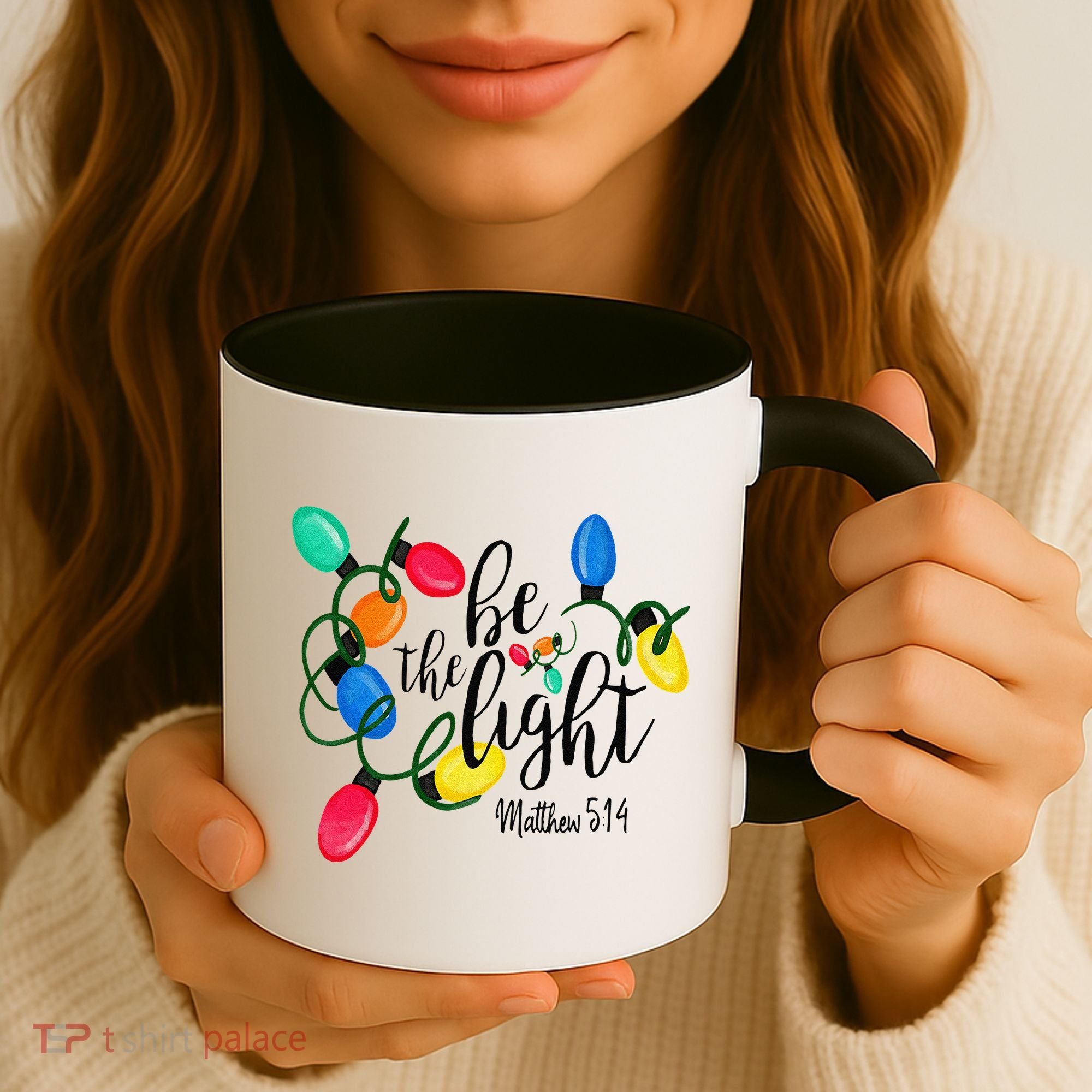 Be The Light Matthew 5 14 Christmas Lights Xmas Nativity Coffee Mug