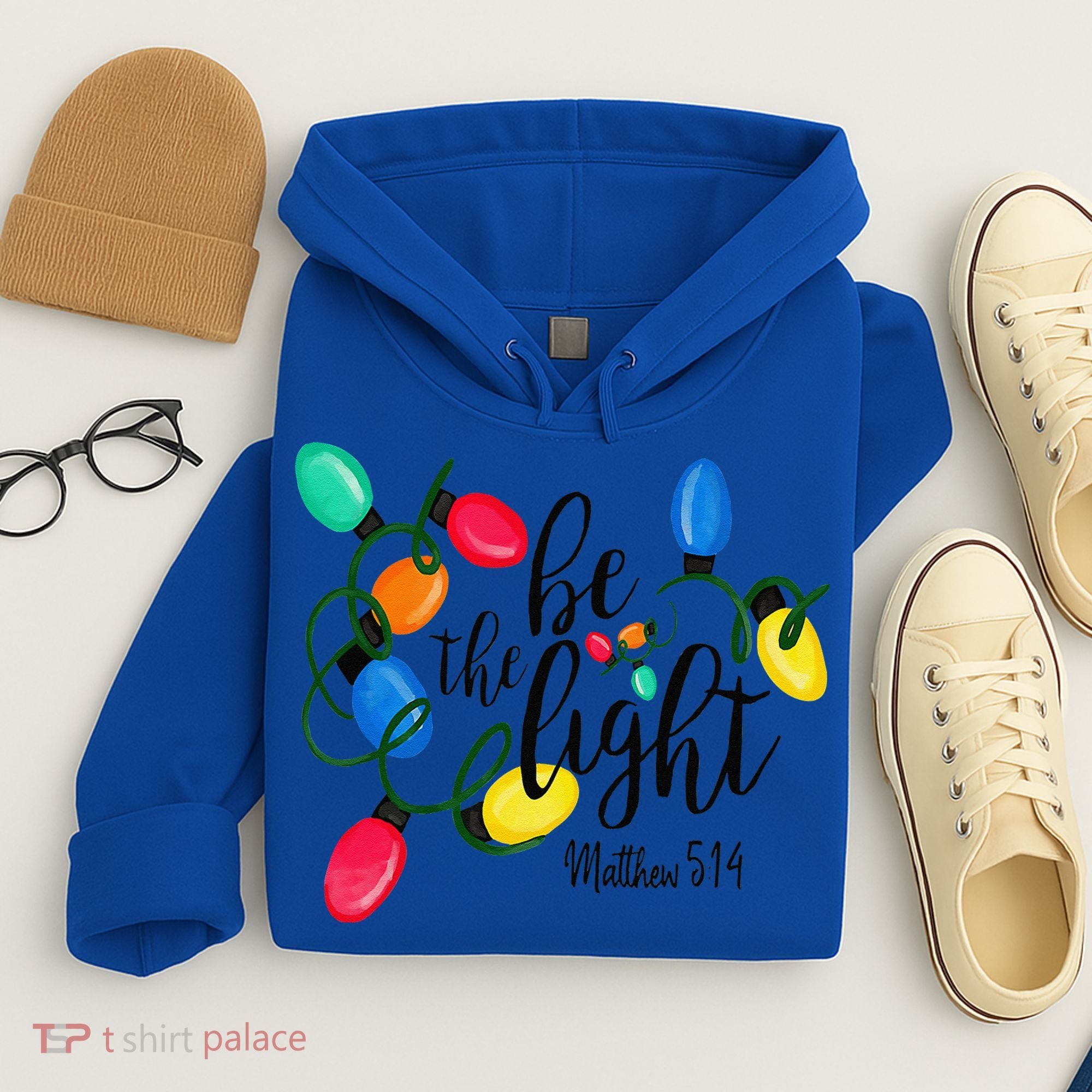 Be The Light Matthew 5 14 Christmas Lights Xmas Nativity Hoodie