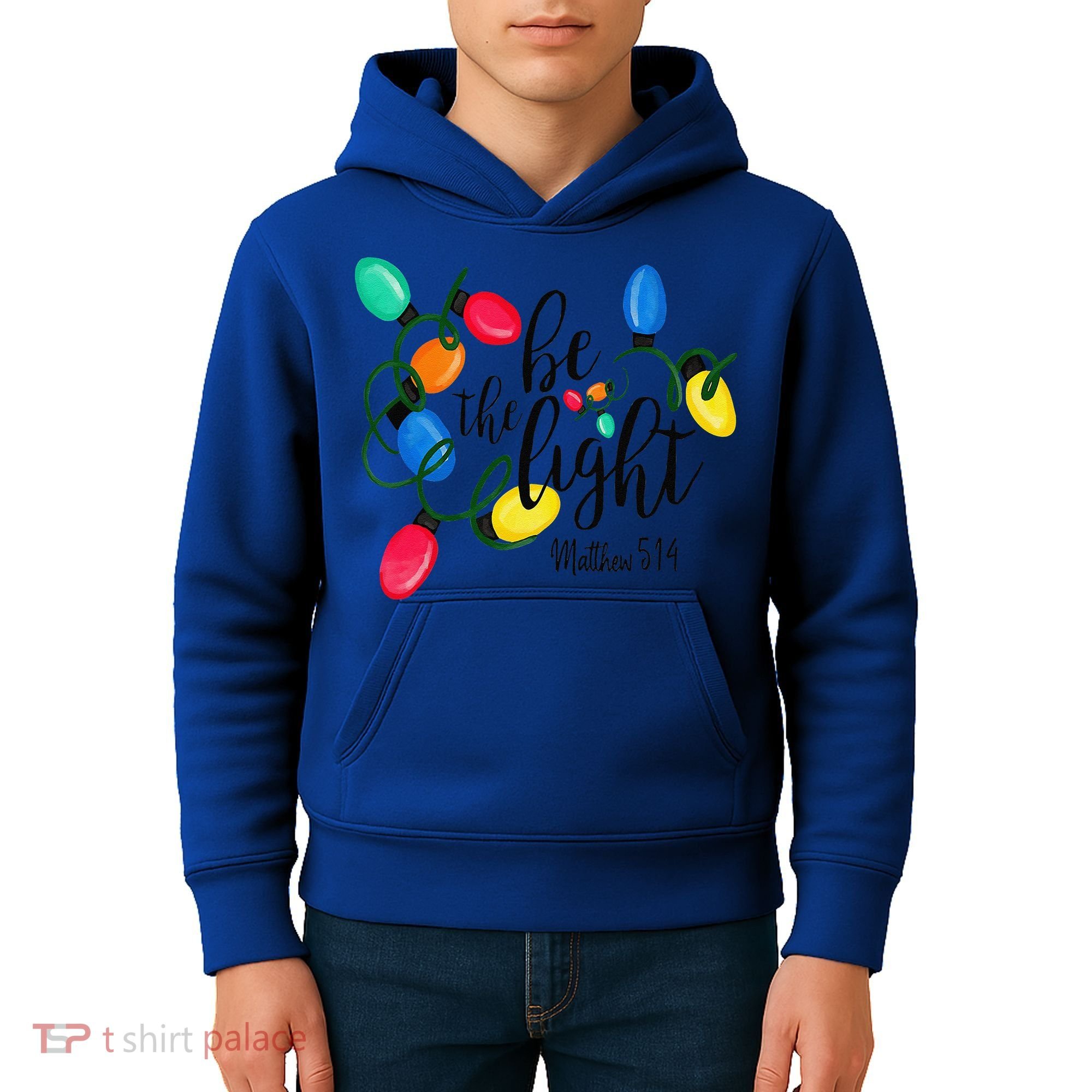 Be The Light Matthew 5 14 Christmas Lights Xmas Nativity Kids Hoodie