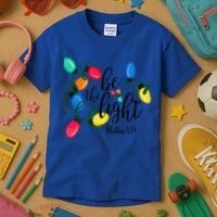 Be The Light Matthew 5 14 Christmas Lights Xmas Nativity Kids T-Shirt thumb 3