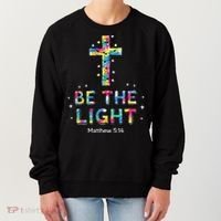 Be The Light Christmas Jesus Cross Women's Sweatshirt thumb 0