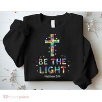 Be The Light Christmas Jesus Cross Sweatshirt thumb 2