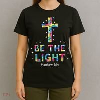 Be The Light Christmas Jesus Cross T-Shirt thumb 4