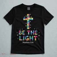Be The Light Christmas Jesus Cross T-Shirt thumb 5