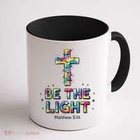 Be The Light Christmas Jesus Cross Coffee Mug thumb 1