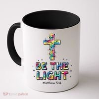 Be The Light Christmas Jesus Cross Coffee Mug thumb 0
