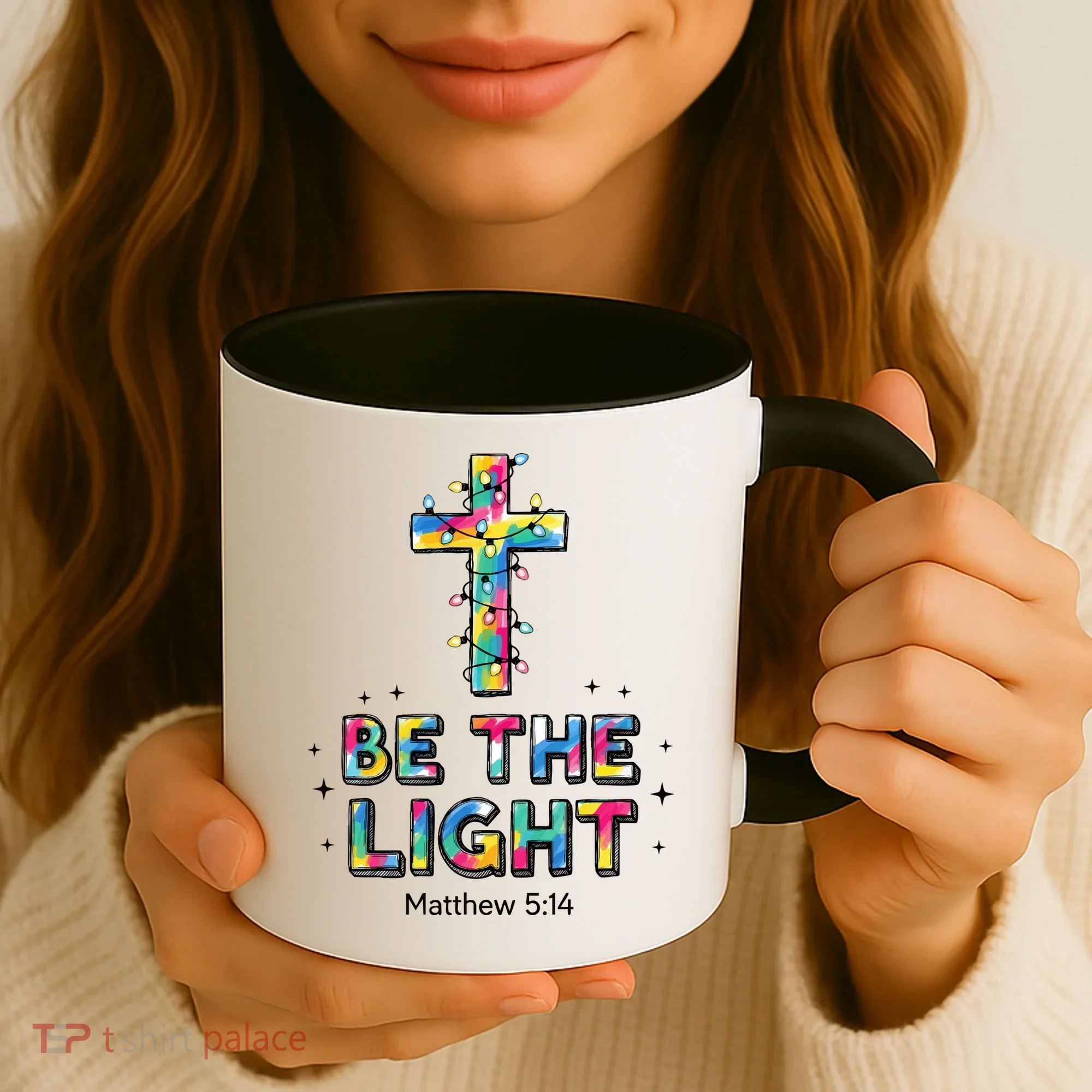 Be The Light Christmas Jesus Cross Coffee Mug