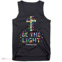Be The Light Christmas Jesus Cross Tank Top thumb 0