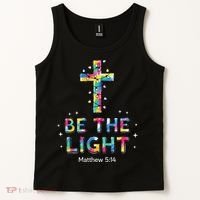 Be The Light Christmas Jesus Cross Tank Top thumb 2