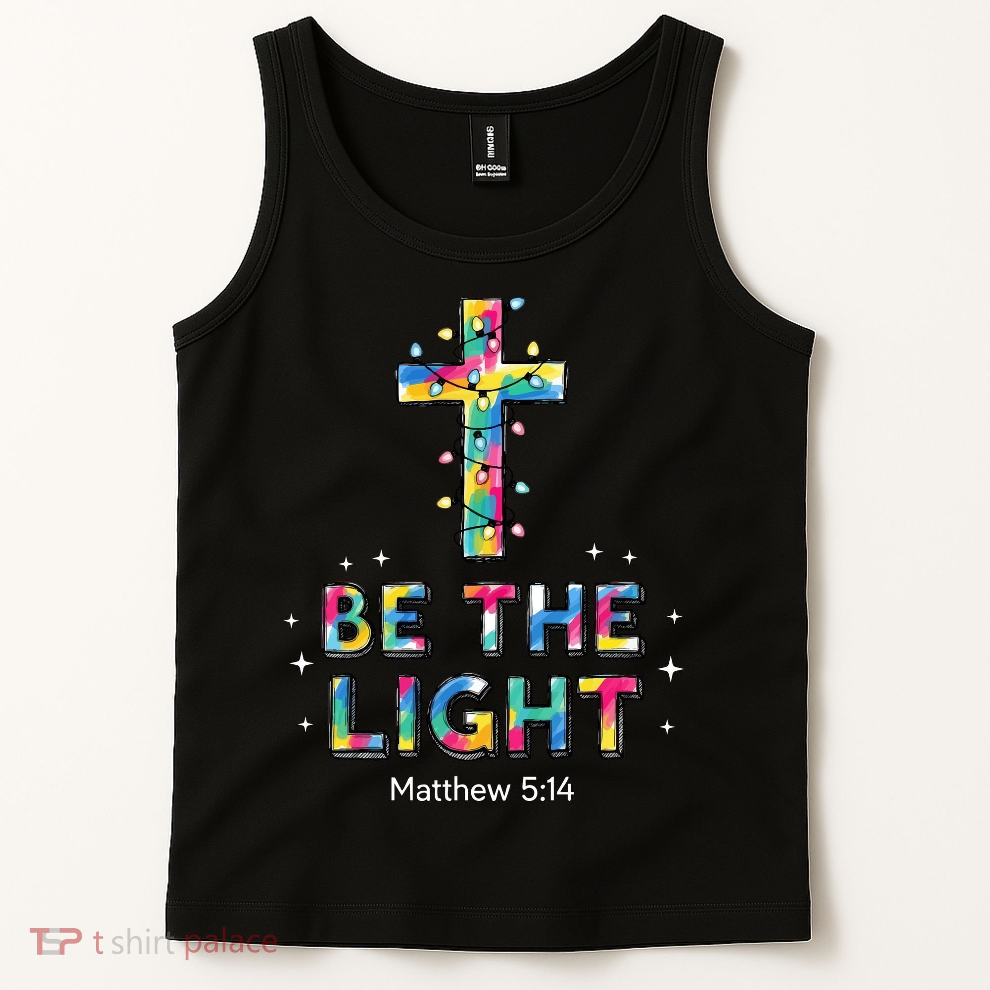 Be The Light Christmas Jesus Cross Tank Top