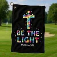Be The Light Christmas Jesus Cross Golf Towel thumb 1