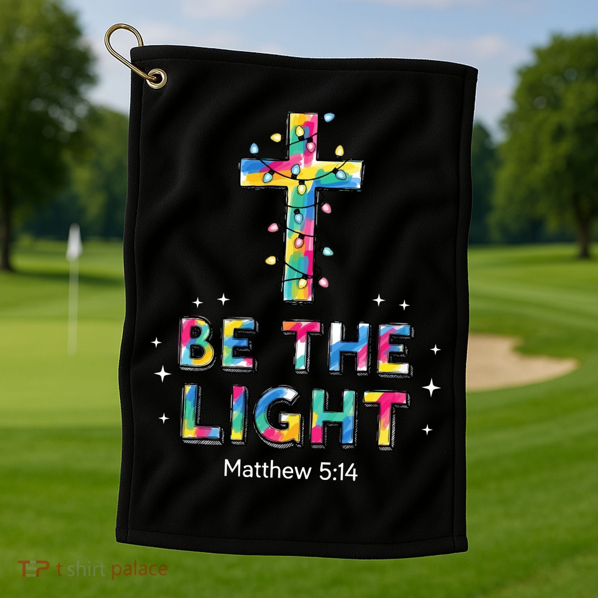 Be The Light Christmas Jesus Cross Golf Towel
