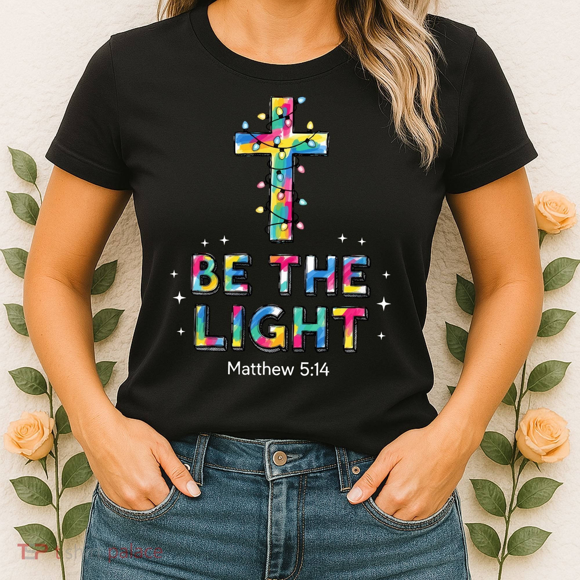 Be The Light Christmas Jesus Cross Women's T-Shirt