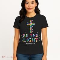 Be The Light Christmas Jesus Cross Women's T-Shirt thumb 4