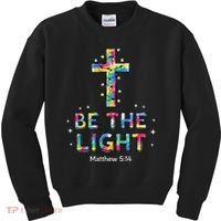 Be The Light Christmas Jesus Cross Kids Sweatshirt thumb 0