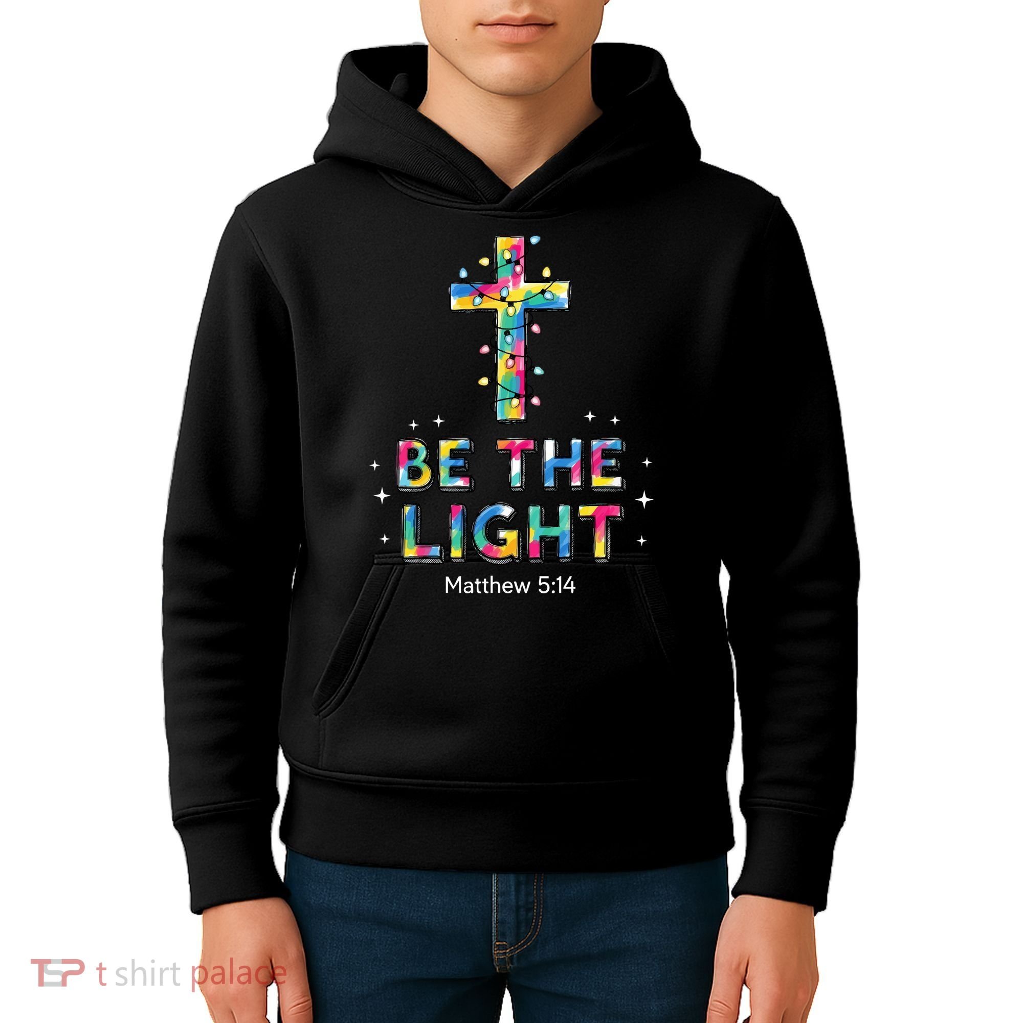 Be The Light Christmas Jesus Cross Kids Hoodie