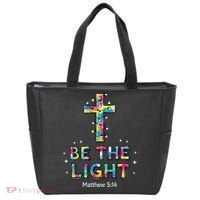 Be The Light Christmas Jesus Cross Tote Bag thumb 0