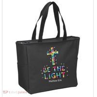 Be The Light Christmas Jesus Cross Tote Bag thumb 2