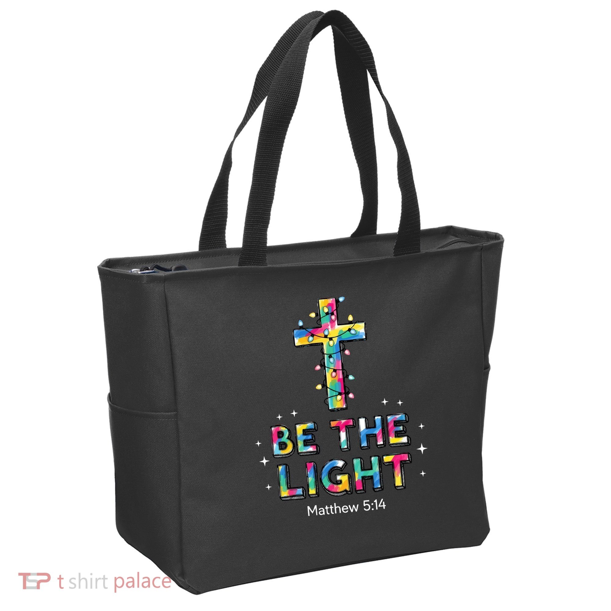 Be The Light Christmas Jesus Cross Tote Bag