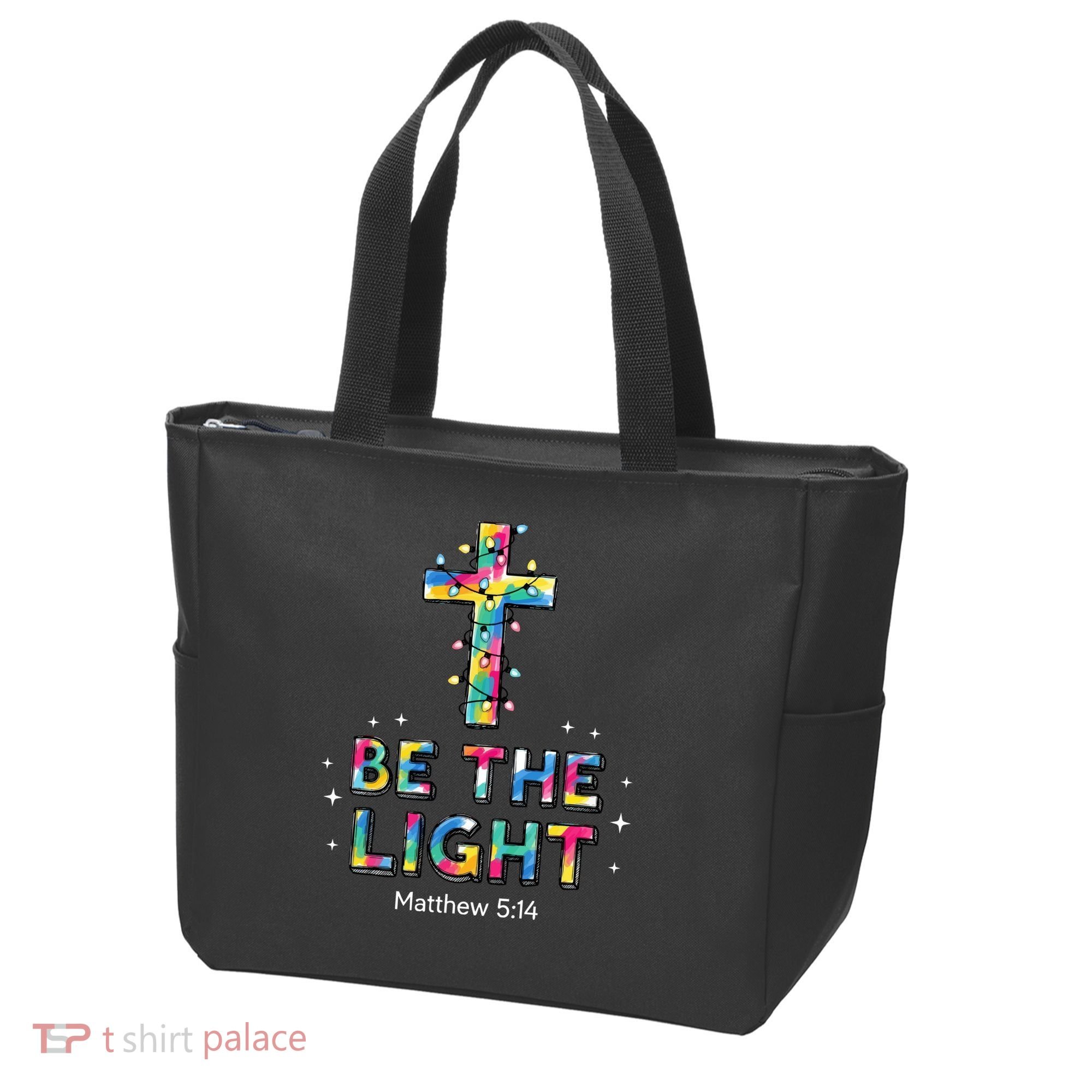Be The Light Christmas Jesus Cross Tote Bag
