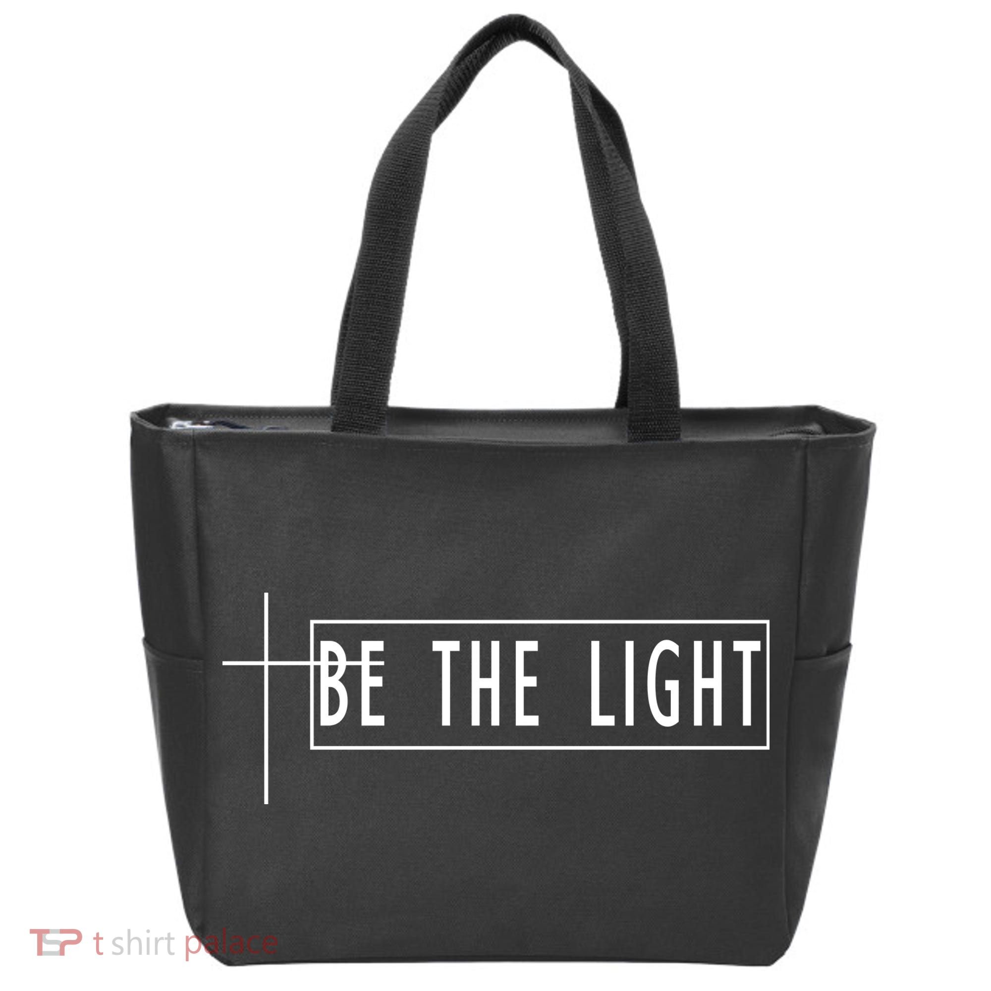 Be The Light Christian Slogan Tote Bag