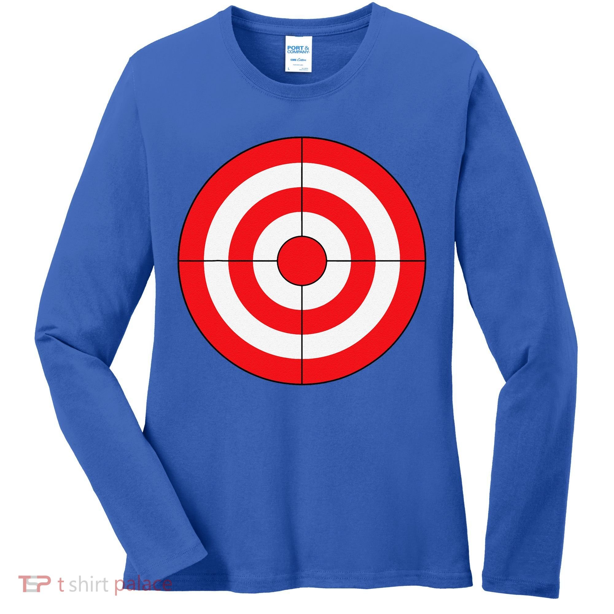 BullsEye Target Lazy DIY Halloween Costume Darts Shooting Women's Long Sleeve Shirt