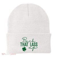 Back That Lass Up Funny St Patricks Day Offensive Beanie thumb 0