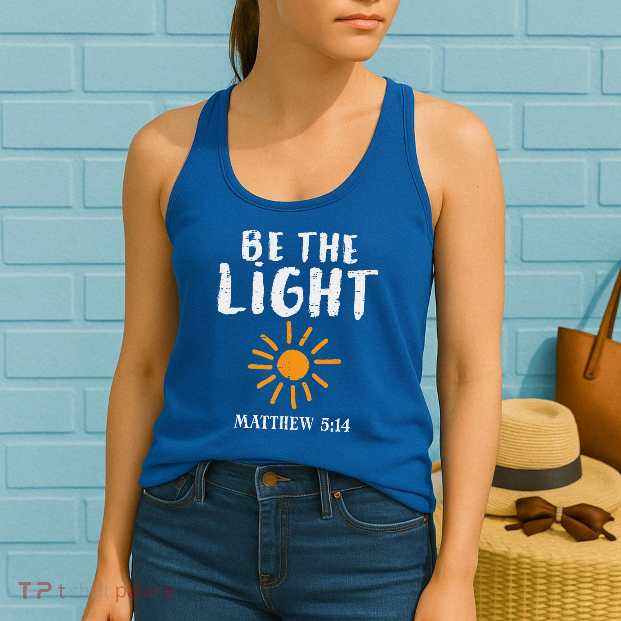 Be The Light Sun Matthew 514 Bible Christian Women's Tank Top