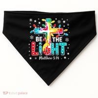 Be The Light, Christmas Lights Cross USA-Made Doggie Bandana thumb 0