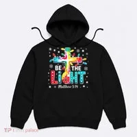 Be The Light, Christmas Lights Cross Hoodie thumb 0