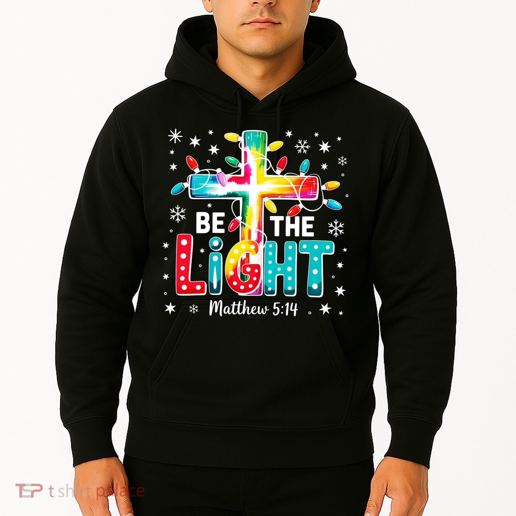 Be The Light, Christmas Lights Cross Hoodie