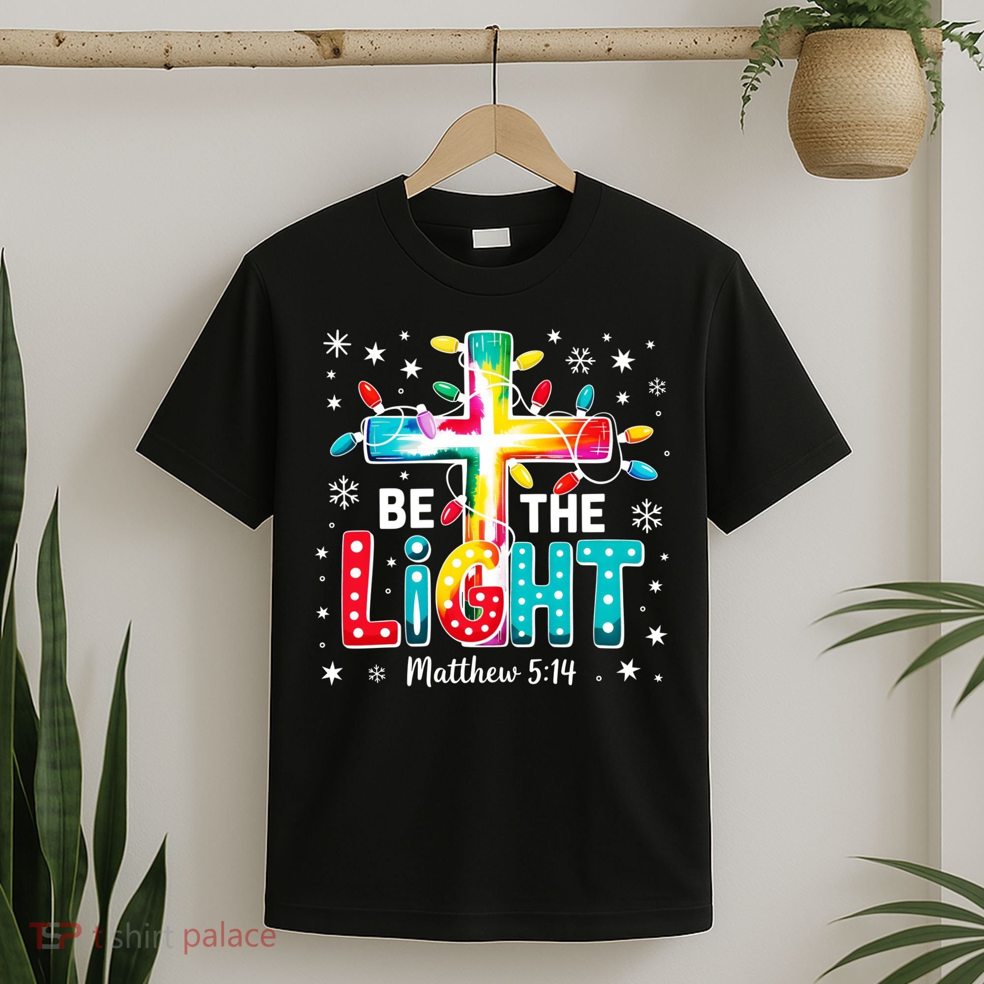 Be The Light, Christmas Lights Cross T-Shirt