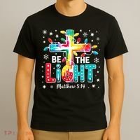 Be The Light, Christmas Lights Cross T-Shirt thumb 3