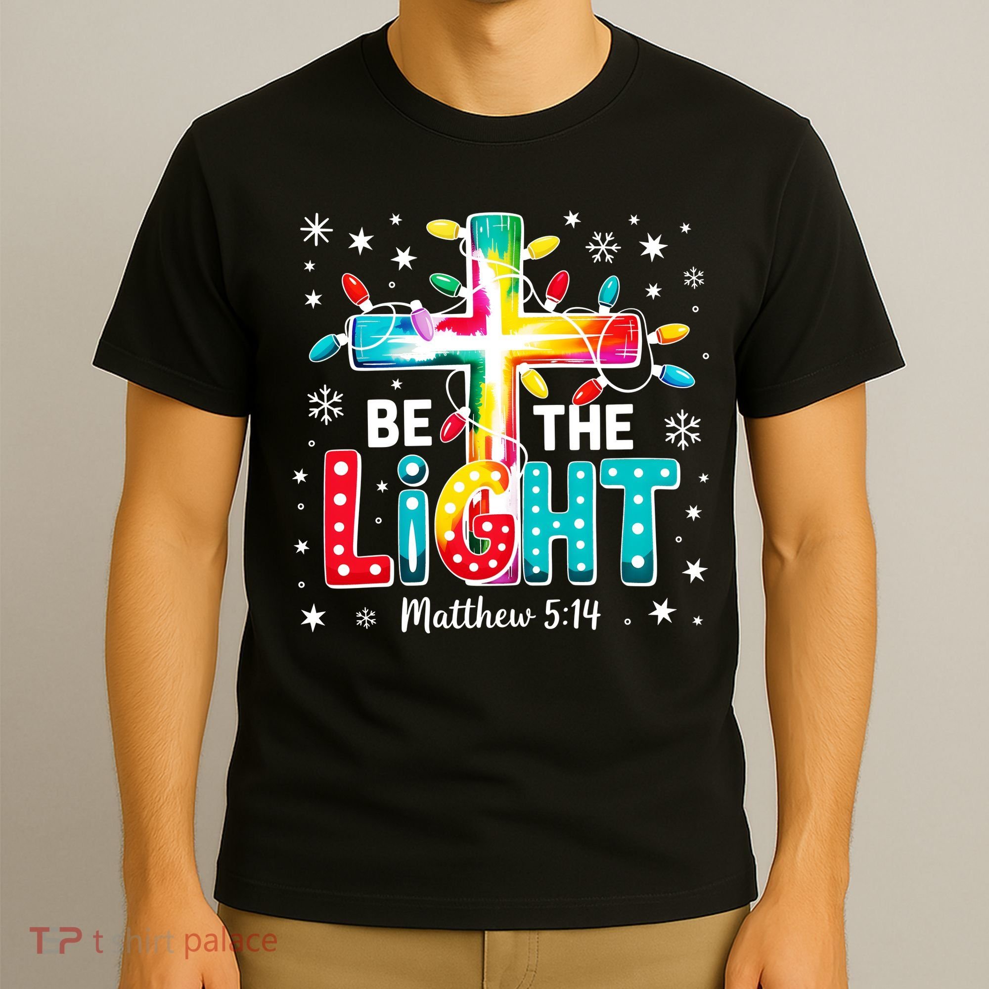 Be The Light, Christmas Lights Cross T-Shirt