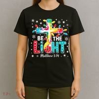 Be The Light, Christmas Lights Cross T-Shirt thumb 4