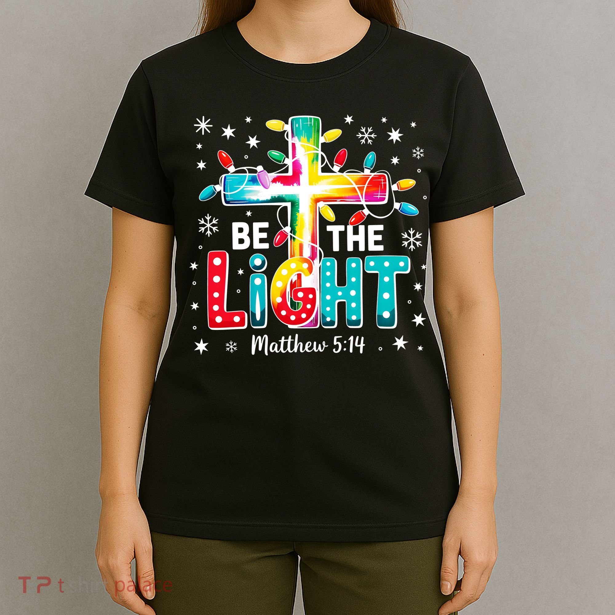 Be The Light, Christmas Lights Cross T-Shirt