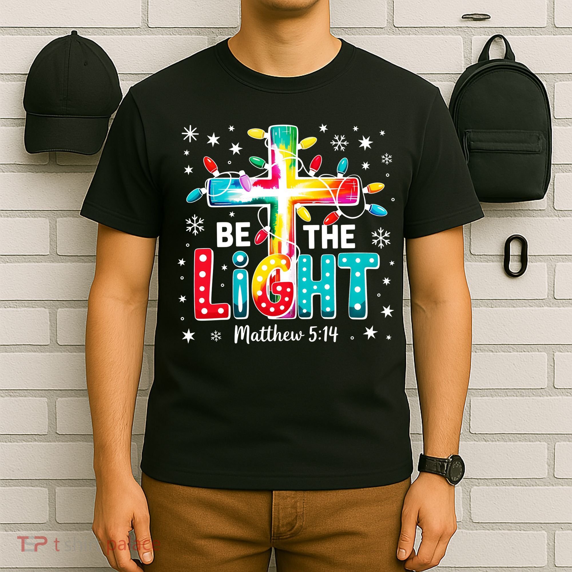 Be The Light, Christmas Lights Cross T-Shirt