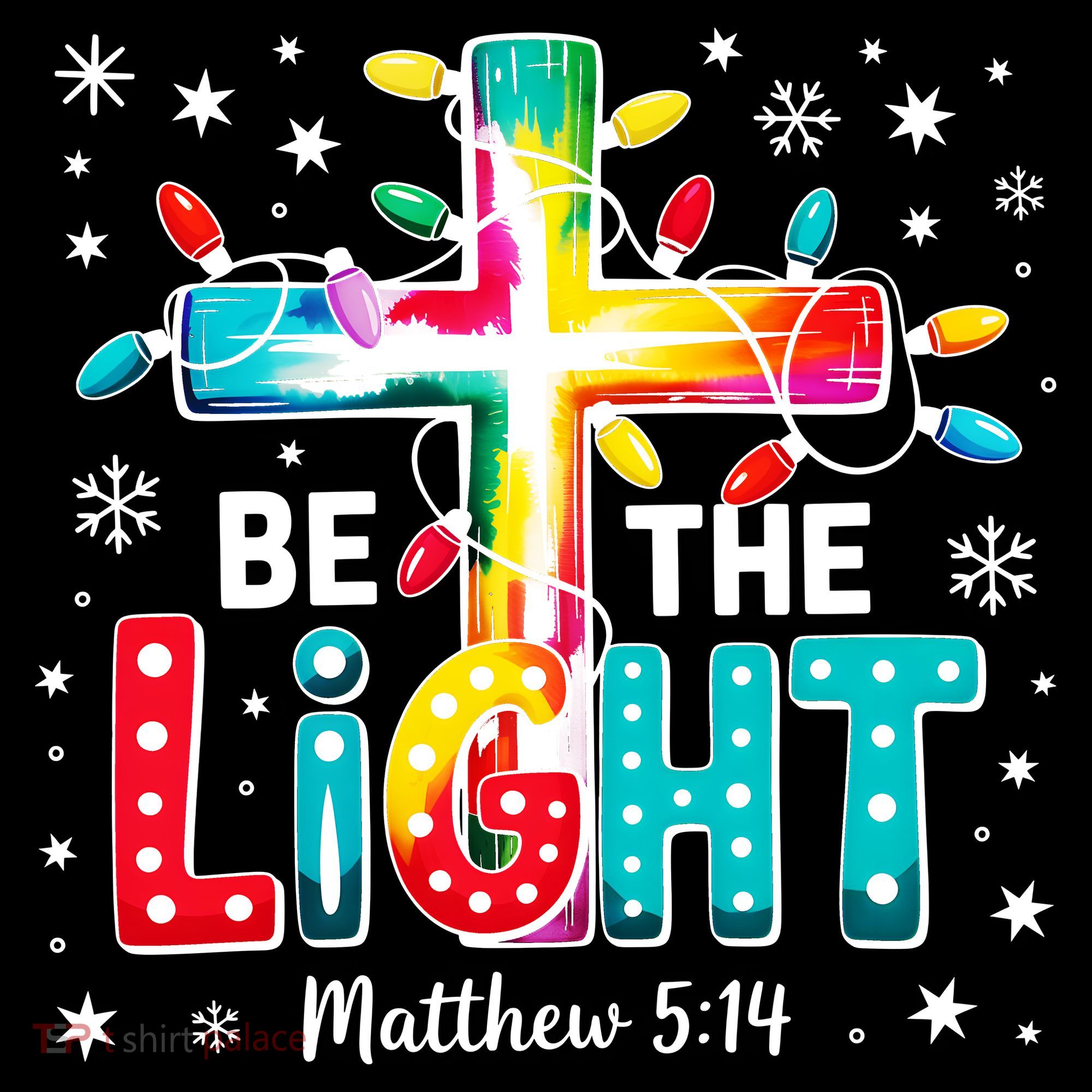 Be The Light, Christmas Lights Cross T-Shirt