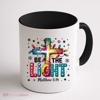 Be The Light, Christmas Lights Cross Coffee Mug back